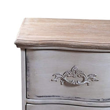 tapidecor Comò grande in legno bianco rotondo decapato con 3 cassetti 130 x 45 x 80