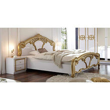 Pol-Power Claudia-Comodino in Stile Barocco con 2 cassetti, Bianco/Oro, 51,5 x 48 x 39 cm