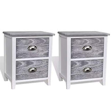 2 Pezzi Contenitore di Stoccaggio, Comodino Stoccaggio Mobile Bagno Comodino con 2 cassetti, 38 x 28 x 45 cm, Grigio e Bianco
