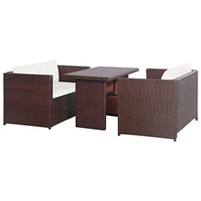 Festnight Set da Bistrot con Cuscini, Tavolo Sedie da Giardino in Polyrattan, Set Mobili da Giardino Marone 3 pz