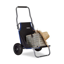 Relaxdays Carrellino Pieghevole, Sedia da Spiaggia con Ruote, max. 100 kg ca, Carrello Grande da Mare, Nero, acciaio, poliestere, gomma, 1 pz