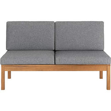 Meubletmoi AYGULF 0541 - Divano da giardino modulabile in legno di acacia e cuscini grigio melange, idrorepellente e sfoderabile