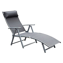 Outsunny Sdraio da Giardino Pieghevole con Cuscino, Schienale con 7 Reclinazioni, 137x63.5x100.5cm, Grigio