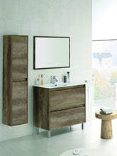 Dmora Mobile Bagno + Specchio-Legno-cm. 80 x 80 x 45, Unico