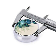 Scatola rotonda per medicina portatile, mini pillole in metallo, dispenser per pillole, borsa da tasca, regalo da viaggio, belle piume di pavone