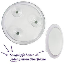 Fantasia - Specchio cosmetico ingranditore, ingrandimento 10x, in acrilico trasparente, con ventose, Ø interno 8 cm