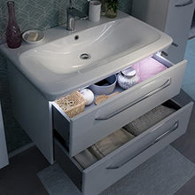 FACKELMANN - Set di mobili da bagno "Milano", 3 pezzi, sospesi con lavabo in ceramica, 80 cm e specchio da bagno a LED