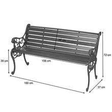 Mendler Panca panchina da Giardino terrazza HWC-F98 Legno ghisa - 3 posti 160cm Marrone