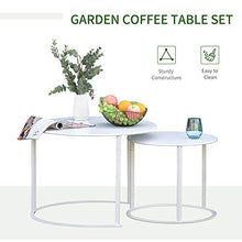 giordano shop Set 2 Tavoli da Giardino Sovrapponibili Ø70 cm e Ø50 cm in Ferro Bianco