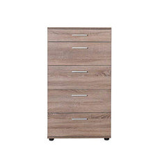 we point Cassettiera 5 Cassetti Maniglie Laterale Rovere 55x43xh.107 Cm