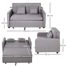 homcom Divano Letto 2 in 1 con Vano Contenitore e Design Moderno, Letto Singolo, Imbottito e Rivestito in Lino Grigio