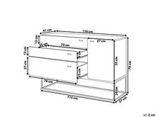 Beliani Credenza Base in Metallo Nero 3 Cassetti Legno Chiaro e Grigio Arietta