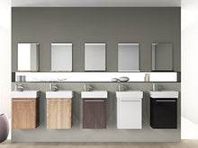 Mobile da bagno – Set con specchio con ripiano e lavabo in ceramica, 45 x 26 cm, bianco lucido