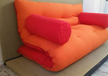 Divano Letto futon con braccioli Double Face Base Tatami Colori Rosso/Arancio Misura futon 120 x 200 cm