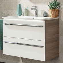 FACKELMANN - Set di mobili da bagno luminosi, 4 pezzi, lavandino, 80 cm e armadietto a LED