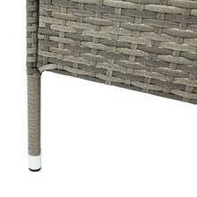 Panchina da giardino in polyrattan, con tavolo da 2 posti, con cuscini da 5 cm, colore: grigio