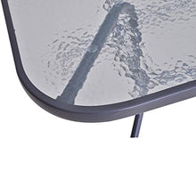Outsunny Tavolo da Giardino con Foro per Ombrellone, Arredamento da Esterno in Metallo e Vetro 140x80x70cm Grigio