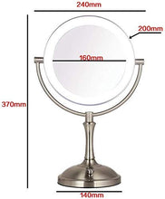 JKCKHA European Metal LED Specchio Desktop su Due Lati Specchio da Toilette HD Bellezza Specchio ingranditore a 360 ° a Rotazione Libera Specchio