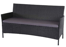 Mendler Serie Halden per l'esterno Divano Sofa 3 posti polyrattan Antracite con Cuscino Antracite
