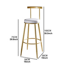 GYPPG Modern Faux Leather Bar Stool - Arc Gold Iron Backrest - 5cm Thicken Upholstered - for Leisure Pub,Counter,Kitchen,Max Load 440 Ib