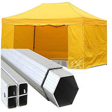 Gazebo Giallo 4,5x3 Pieghevole Alluminio a Forbice Ombrello Professionale coldiretti fiere PVC a Fisarmonica piantone Esagonale
