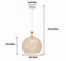 TRADE® Luce pendente D'oro Globo Lampadario con K9 Crystal Regolabile Cordone Sala da Pranzo Illuminazione