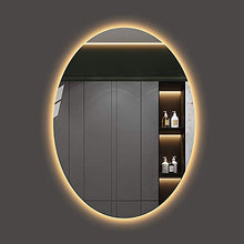 Specchio Rotondo A Muro Controluce LED, Specchio per vanità da bagno, muro + Dispositivo di defogger e Dimmable Touch Switch + Bagno ovale LED Specchio retroilluminato, Specchio per trucco illuminato