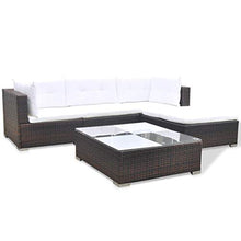 OUSEE Set Divani da Giardino 5 pz con Cuscini in Polyrattan Marrone