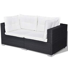 Tidyard Set Divani da Giardino 10 pz con Cuscini in Polyrattan Nero, Set Divani da Giardino, Set Divani da Giardino da Esterno 70 x 70 x 52,5 cm