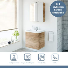 Planetmöbel Armadietto a specchio da bagno con illuminazione a LED, 60 cm (rovere Sonoma)