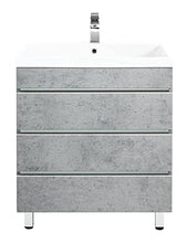 Mobile bagno a terra Via 70 grigio cemento, 3 cassetti senza maniglie