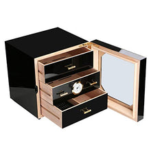 LSX Scatola di sigari Cigar Box, Cigar Humidor Legno di Cedro Cigar Box Tre Strati di Nero può Contenere 50 OYO (Size : 22x24x24cm)