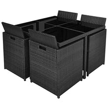 FAMIROSA Set da Pranzo da Giardino 9 pz con Cuscini in Polyrattan Nero -2522