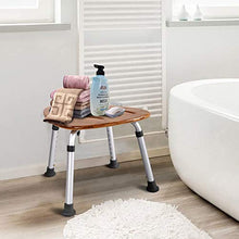 QWET Sgabelli da Bagno, Sgabelli da Doccia Staccabili in bambù Ad Altezza Regolabile, Adatti per Bagni, Passaggi D'Ingresso E Balconi,Beige