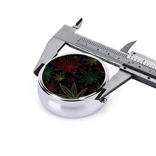 Cannabis Contenitore rotondo per pillole a 3 scomparti, in metallo, per medicina, vitamine, organizer per viaggi all'aperto