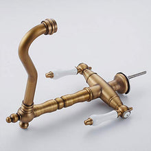 Faucet-4456 360 Rubinetto Girevole della Cucina, Rubinetto Tradizionale della Cucina del Doppio della Porcellana Dell'ottone Antico, Rubinetto della Doppia in Ottone Solido della Leva