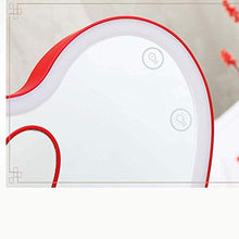 Specchio per Il Trucco, Set di specchi, Specchio da toeletta di Bellezza con luci a LED, Specchio Compatto - oscuramento e Rotazione del Touch Screen - Rosso