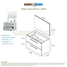 MarinelliGroup Mobile Bagno 80 cm sospeso con lavabo in Ceramica e Specchio con cassetti Cemento Dafne