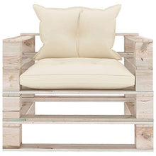 FAMIROSA Divano da Giardino in Pallet con Cuscini Crema in Legno di Pino
