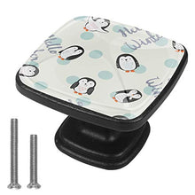 Pinguino simpatico cartone animato Pomelli per Porta Set di 4 Pomelli per Mobili Manopole per Cassetti Cucina Armadio Vetro