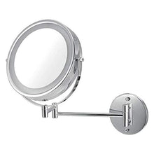 Specchio da Bagno a LED con Specchio da Trucco a Specchio Struttura Pieghevole Rotazione a 360 ° Funzione di Zoom della Superficie dello Specchio HD Specchio a LED Argento da 8,5 Pollici