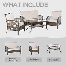 Set Salotto da Giardino Divano 2 Poltrone e Tavolino in Rattan Marrone