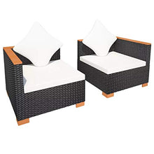 GOTOTOP Divano Angolare da Giardino,Divano da Esterno 2 Posti,con 2 Cuscini di Seduta e 2 Cuscini per Lo Schienale,in Polyrattan,Nero e Marrone,69.5 x 69.5 x 57.5 cm