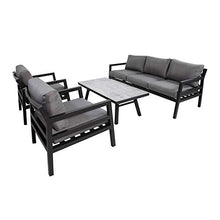 Gartentraum Salotto in Alluminio Grigio con Tavolo - 6 posti - Lounge NIRO
