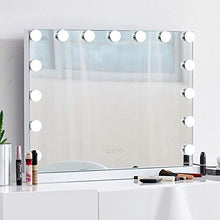 Specchio Cosmetico con Luci A LED,Specchio Cosmetico per Trucco con 15 Lampadine A LED E 3 Luci Dimmerabili,Controllo Touch,Bianco