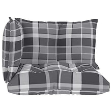 Buyounger Cuscini per Divano Pallet 3 pz Grigio Motivo a Quadri Tessuto