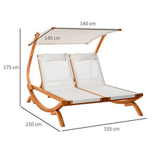 Outsunny Sdraio da Giardino 2 Posti con Schienale Reclinabile 3 Livelli, Tetto e Cuscini, 210x155x175cm Beige
