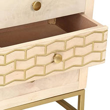 vidaXL Comodino Oro 40x30x50 cm in Legno Massello di Mango