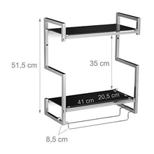 Relaxdays Glass Scaffale per Bagno, 2 Ripiani Complessivi, Argento, 21x44.5x53 cm