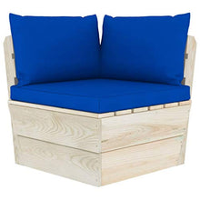SKM Set Divani da Giardino su Pallet 5 pz con Cuscini Legno Abete (82.2kg) Blu